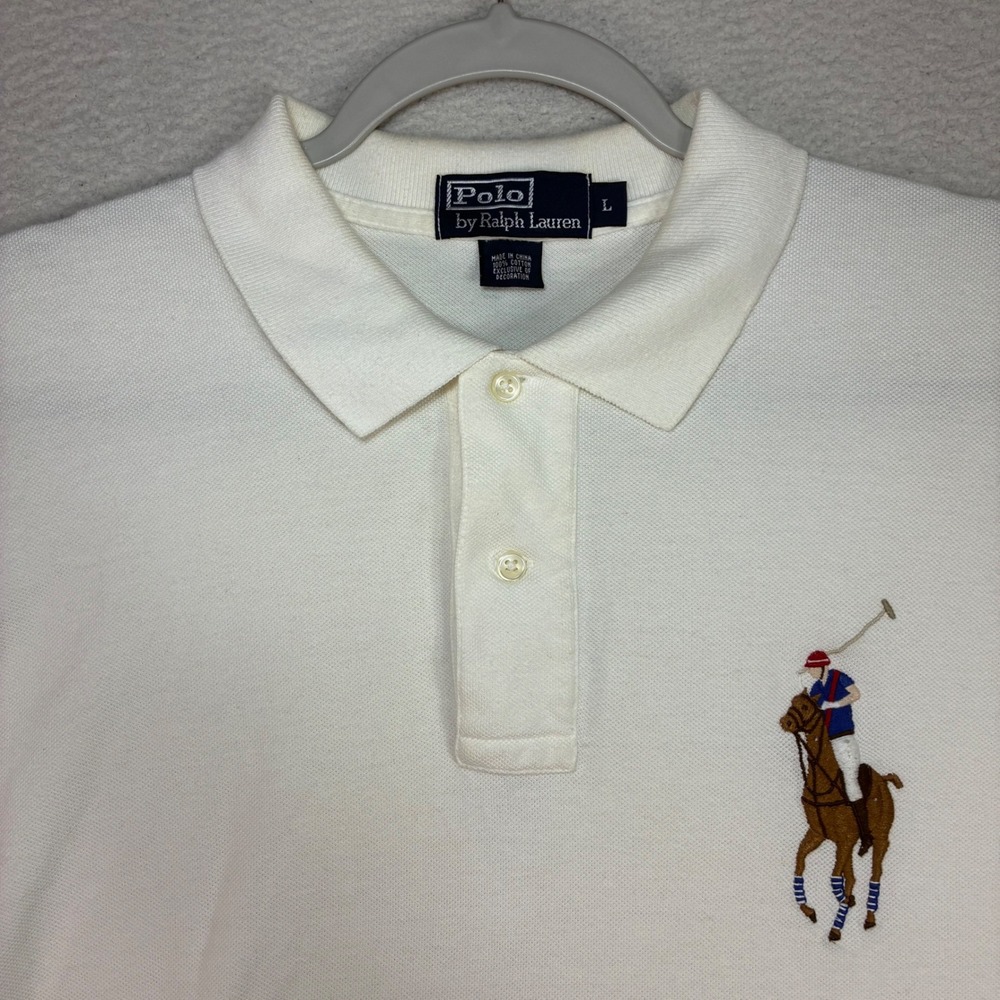 Polo Ralph Lauren Big Pony Polo Shirt Men L White Flesh Pony Chief Keef Rugby